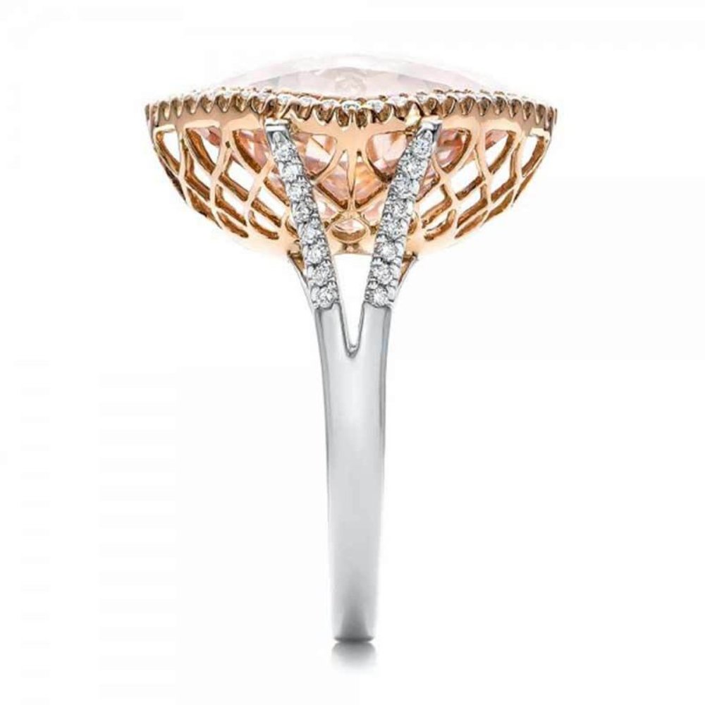 NEW Cushion Morganite Diamond Halo 925 Silver Ring - Picture 3 of 5